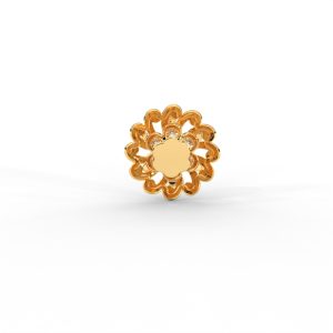 Floral Twist Diamond Nose Pin in Yellow Gold with Designer Petal Frame - Image 4