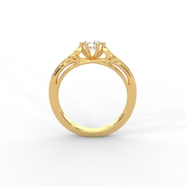 Classic Four-Prong Round Solitaire Ring with Elegant Split Shank Design for Women - Image 3