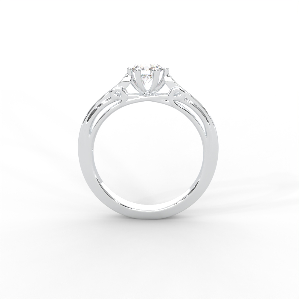 Classic Four-Prong Round Solitaire Ring with Elegant Split Shank Design for Women - Image 6