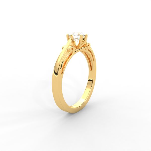 Classic Four-Prong Round Solitaire Ring with Elegant Split Shank Design for Women - Image 2