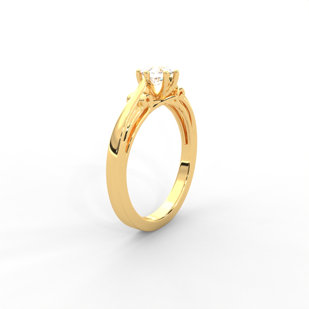 Classic Four-Prong Round Solitaire Ring with Elegant Split Shank Design for Women - Image 2