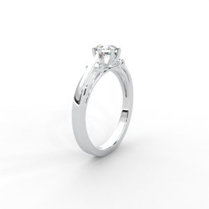 Classic Four-Prong Round Solitaire Ring with Elegant Split Shank Design for Women - Image 7