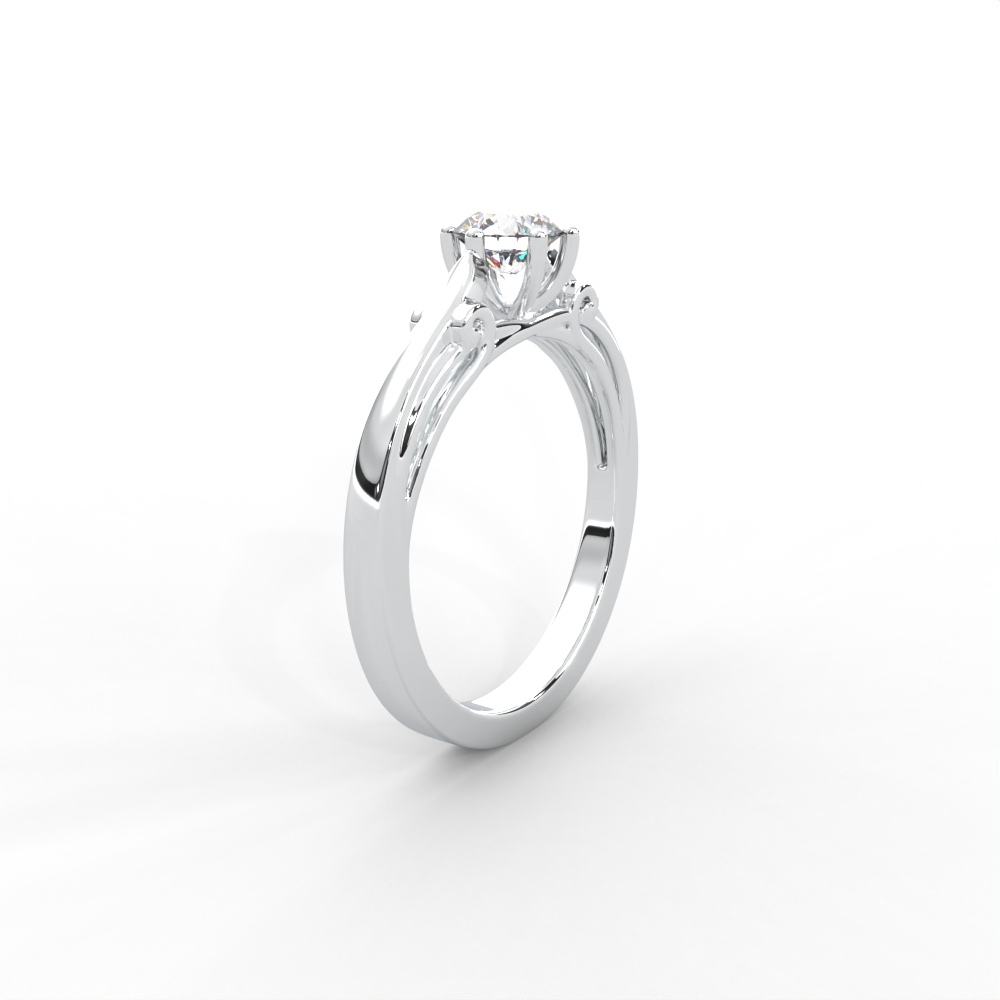 Classic Four-Prong Round Solitaire Ring with Elegant Split Shank Design for Women - Image 7