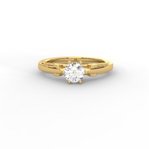 Classic Four-Prong Round Solitaire Ring with Elegant Split Shank Design for Women