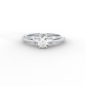 Classic Four-Prong Round Solitaire Ring with Elegant Split Shank Design for Women - Image 5