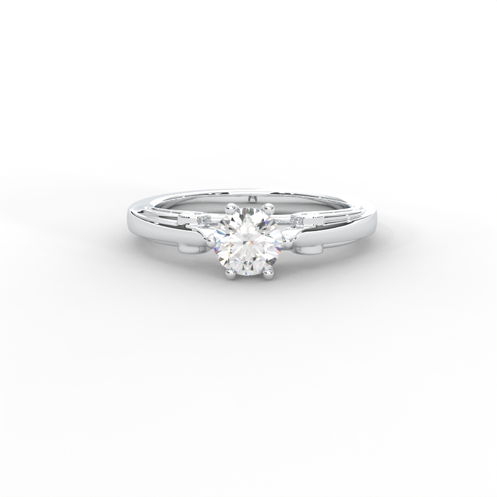Classic Four-Prong Round Solitaire Ring with Elegant Split Shank Design for Women - Image 5